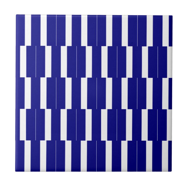 Azulejo de Cerámica Franja Azul y Blanco (Frente)