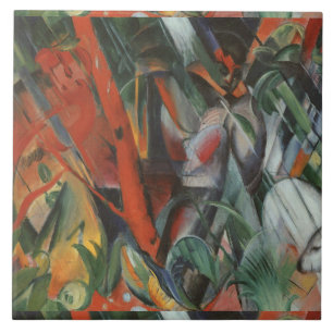 Azulejo De Cerámica Franz Marc vintage en la lluvia