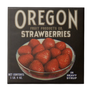 Azulejo De Cerámica Fresas de Oregón de los años 1930