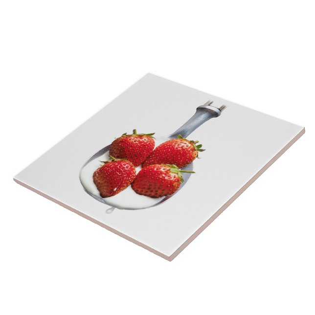 Azulejo De Cerámica Fresas y Crema (Lado)