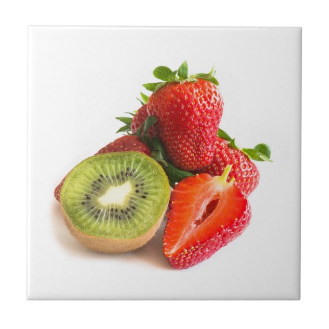 Azulejo De Cerámica Fresas y kiwi (Frente)