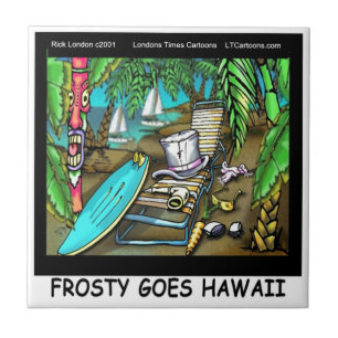 Azulejo De Cerámica Frosty se va a Hawai divertida Navidad