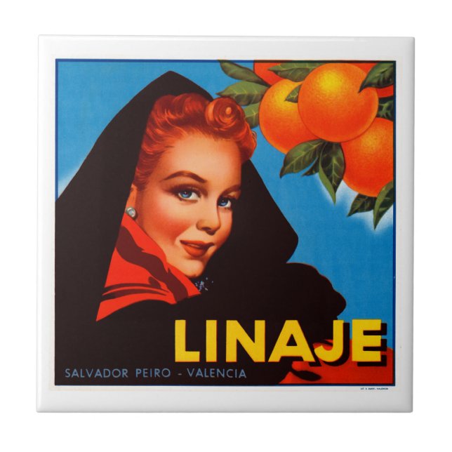 Azulejo De Cerámica Fruta cítrica de Linaje (Frente)