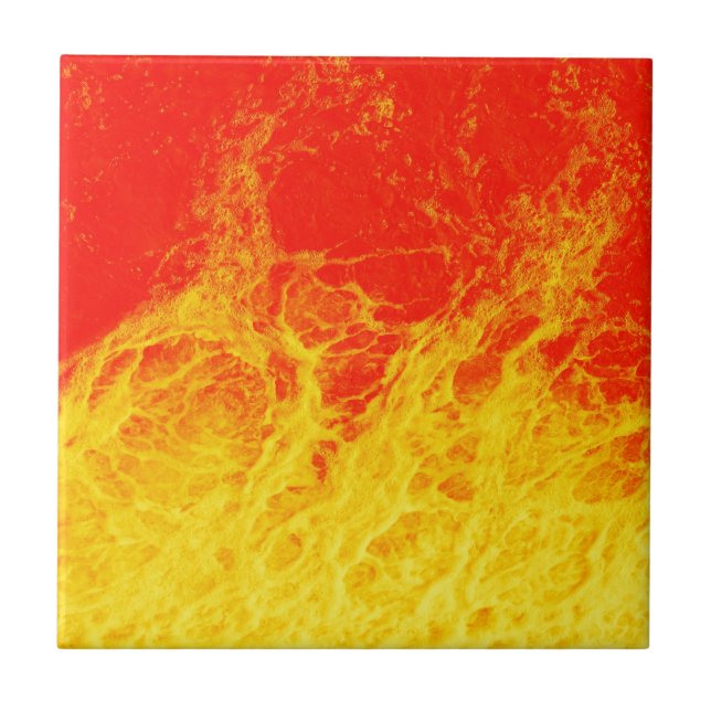 Azulejo De Cerámica Fuego rojo y amarillo en llamas (Frente)