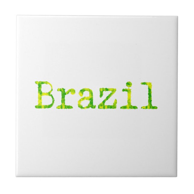 Azulejo De Cerámica Fuente verde y amarilla de Brasil (Frente)