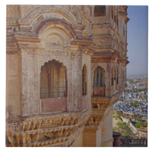 Azulejo De Cerámica Fuerte de Mehrangarh sobre Jodhpur, El Azul