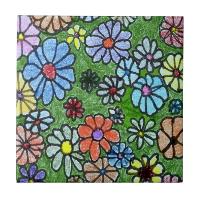 Azulejo De Cerámica "Fun Floral 2" Cocina Jardín Tile Cerámico (Frente)