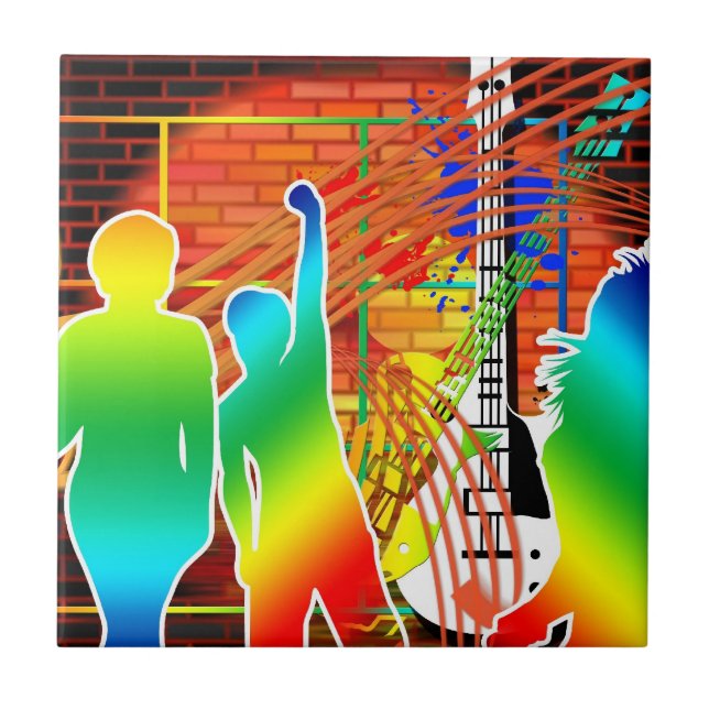 Azulejo De Cerámica Funky Guay Music Dance Pop Art Design (Frente)