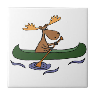 Azulejo De Cerámica Funny Moose Canoeing Personalizado