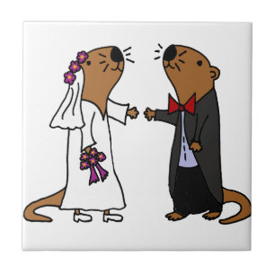 Azulejo De Cerámica Funny Otter Boda Personalizado