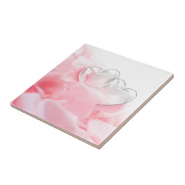 Azulejo De Cerámica Gafas de Rosa de corazones de vidrio romántico