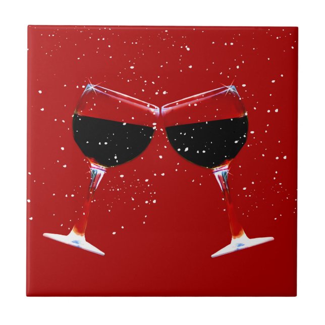 Azulejo De Cerámica Gafas de vino de tostado personalizables (Frente)