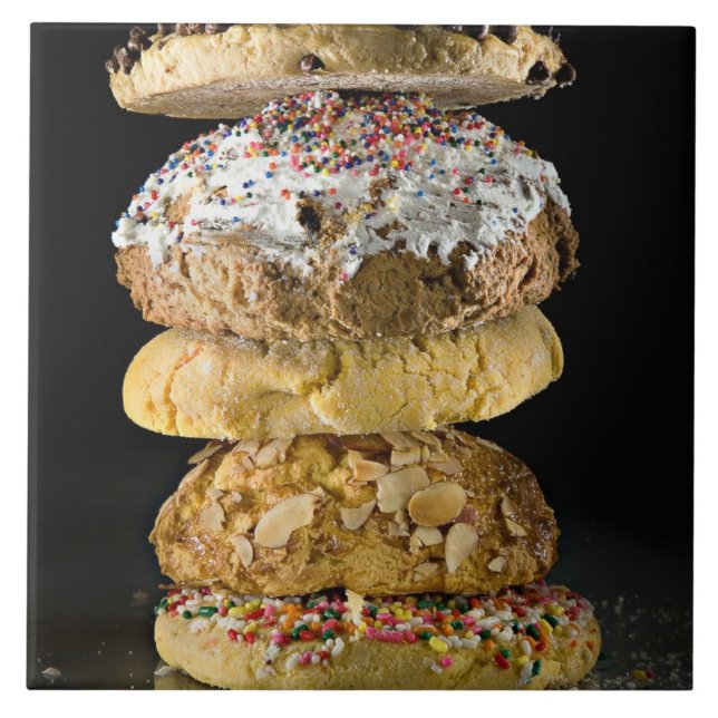 Azulejo De Cerámica Galletas en una pila (Frente)