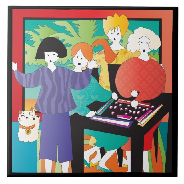 Azulejo De Cerámica Ganador de Mah Jongg2 (Frente)