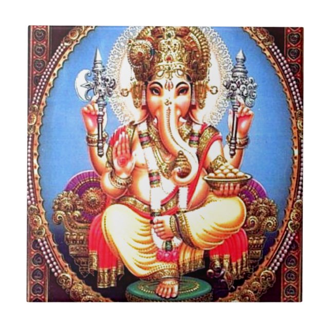 Azulejo De Cerámica Ganesha (ग णे श) elefante indio (Frente)