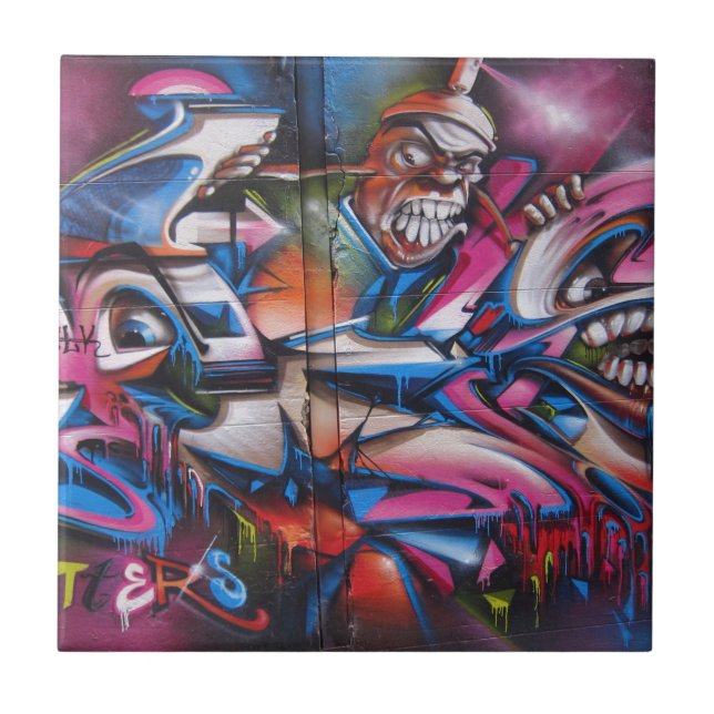 Azulejo De Cerámica Gangster rapero graffiti urbano arte callejero (Frente)