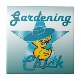 Azulejo De Cerámica Gardening Chick #7
