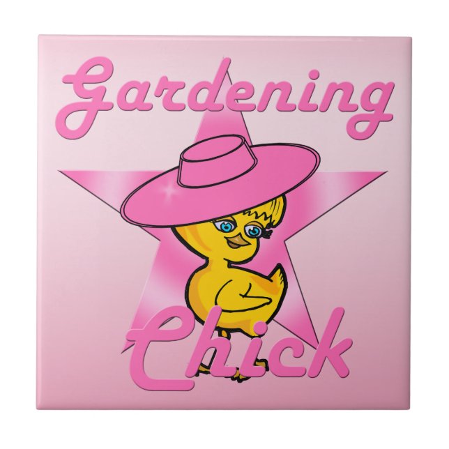 Azulejo De Cerámica Gardening Chick #8 (Frente)