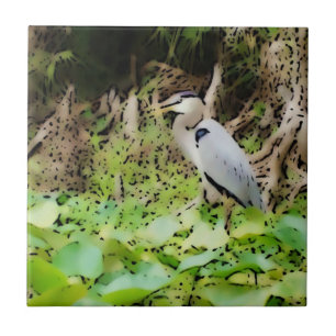 Azulejo De Cerámica Garza de gran azul