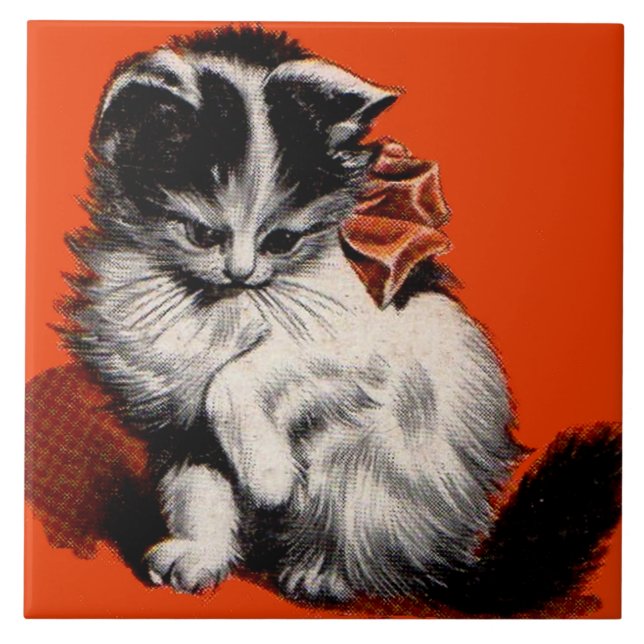 Azulejo De Cerámica gatito dulce (Frente)