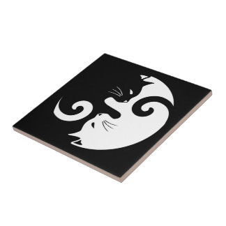 Azulejo De Cerámica Gatitos de Yin Yang
