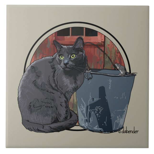 Azulejo De Cerámica Gato del granero (Frente)