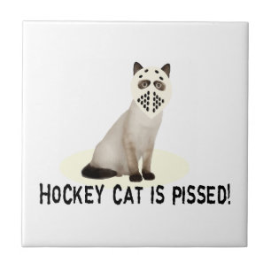 Azulejo De Cerámica Gato del hockey Pissed