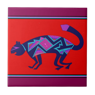 Azulejo De Cerámica Gato del suroeste de Mimbres