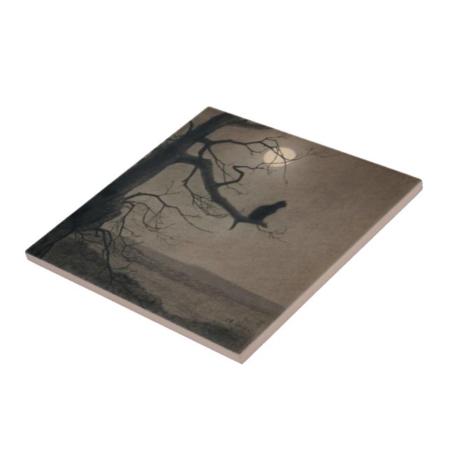 Azulejo De Cerámica Gato en el claro de luna, Alejandro Steinlen (Lado)