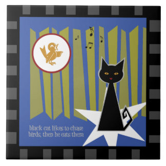 Azulejo De Cerámica Gato negro