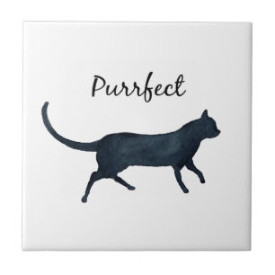Azulejo De Cerámica Gato negro "purrfect "