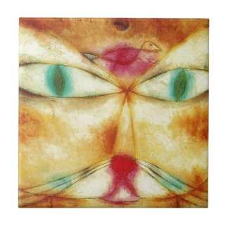 Azulejo De Cerámica Gato y pájaro de Paul Klee