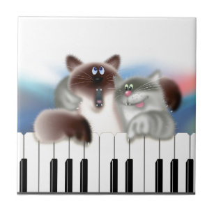 Azulejo De Cerámica Gatos de piano