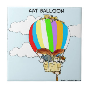 Azulejo De Cerámica Gatos Voladores Dibujos Animados Divertidos