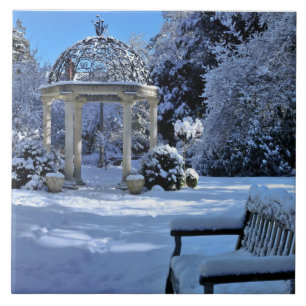 Azulejo De Cerámica Gazebo en la nieve