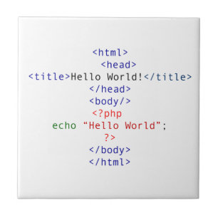 Azulejo De Cerámica Geek php Greeting