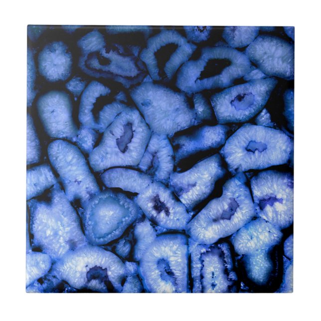 Azulejo De Cerámica Geodesia de agato de cuarzo azul (Frente)