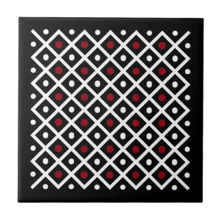 Azulejo De Cerámica Geometría Círculo Rojo y Patrón Cuadrado de Estilo