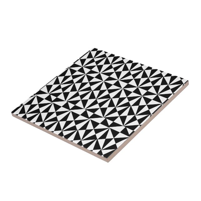 Azulejo De Cerámica Geometría Negrita Retro Funky Blanco Negro (Lado)