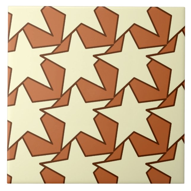Azulejo De Cerámica Geométrica de estrella moderna - crema y bronceado (Frente)