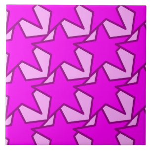Azulejo De Cerámica Geométrica de estrella moderna - violeta y rosa