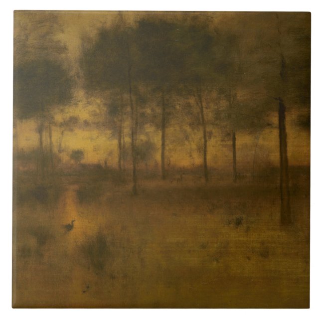 Azulejo De Cerámica George Inness - El hogar de la garza (Frente)