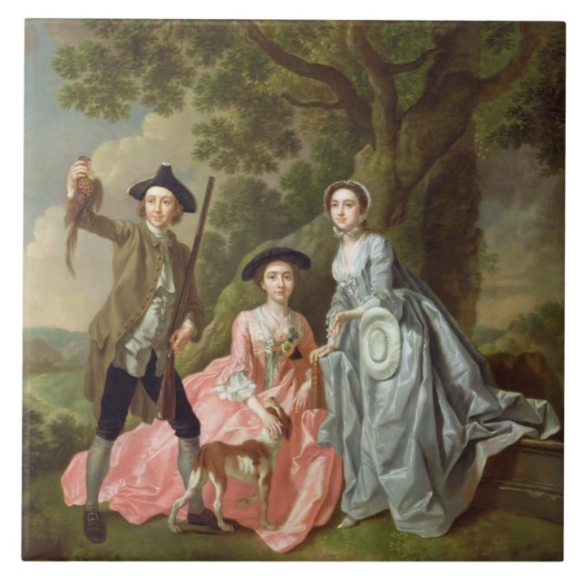 Azulejo De Cerámica George Rogers con su esposa, Margaret, y su SIS (Frente)