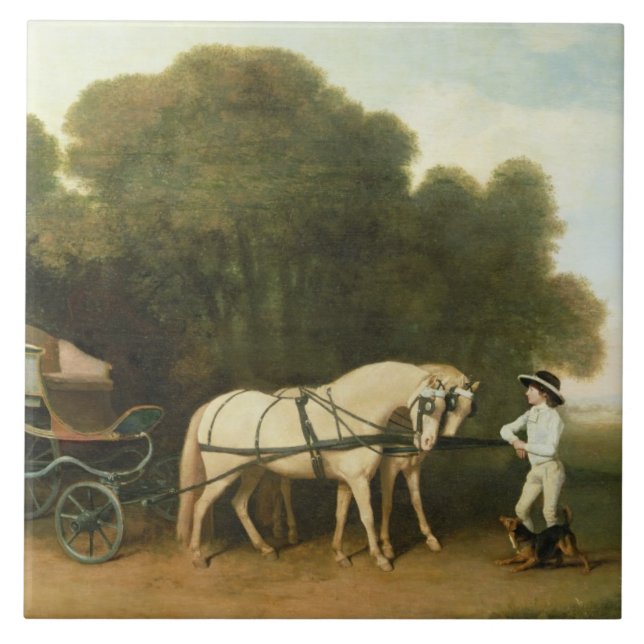 Azulejo De Cerámica George Stubbs el | un faetón con un par de Pon (Frente)