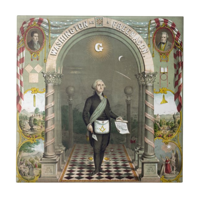 Azulejo De Cerámica George Washington como masón (Frente)