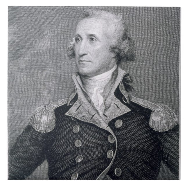 Azulejo De Cerámica George Washington, grabado por Asher Brown Durand (Frente)