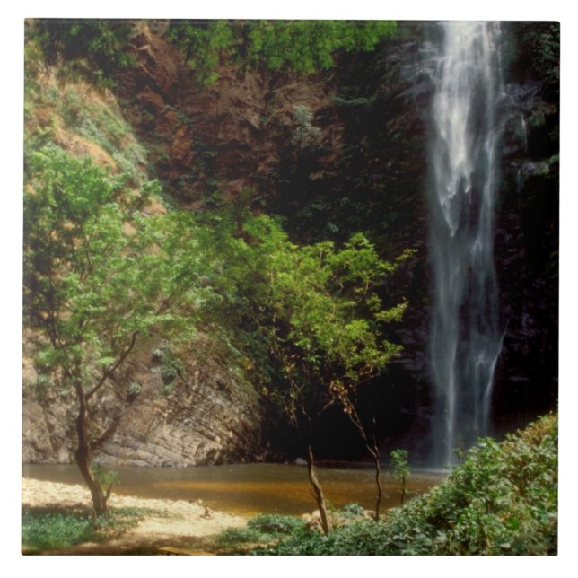 Azulejo De Cerámica Ghana: Wli Falls, alias Cataratas Agumatsa (Volta) (Frente)