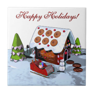 Azulejo De Cerámica Gingerbread House Holiday Cerámica Tile Trivets