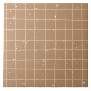 Azulejo de cerámica gingham marrón lindo