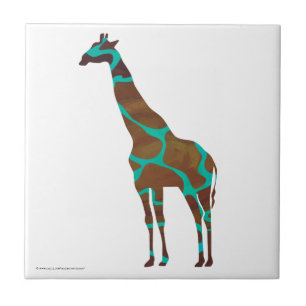 Azulejo De Cerámica Giraffe Brown y la impresión Verde azulada